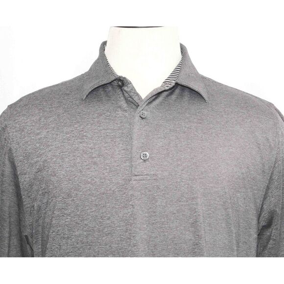 FootJoy FJ Gray Polyester Spandex Golf Polo Shirt Mens Size Medium - Picture 2 of 4